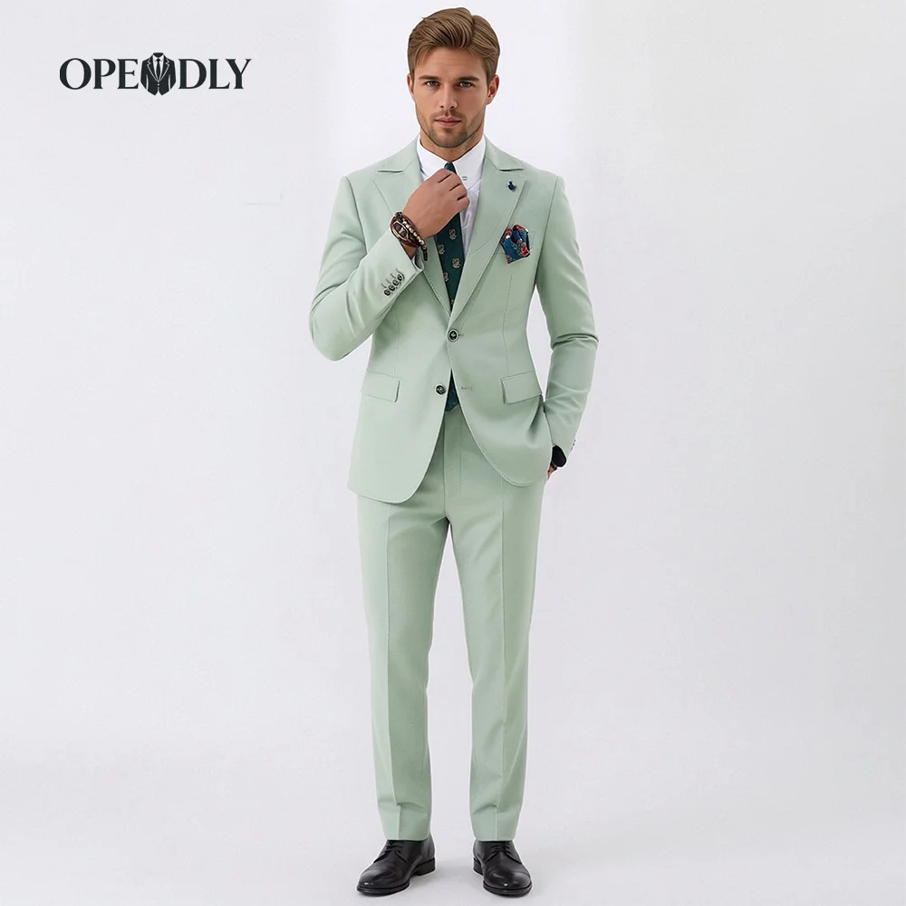 

OPEODLY Men's 3 Piece Tuxedo Suit Slim Fit One Button Blazer Jacket Vest Pants Set for Formal Wedding Business