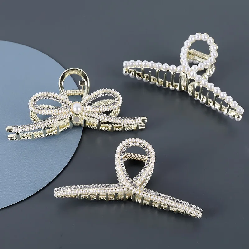 Grote parelkrab haarspeldjes accessoires voor vrouwen Koreaanse stijl metalen grijpclip retro haarspelden legering haai haarspeld voor meisjes