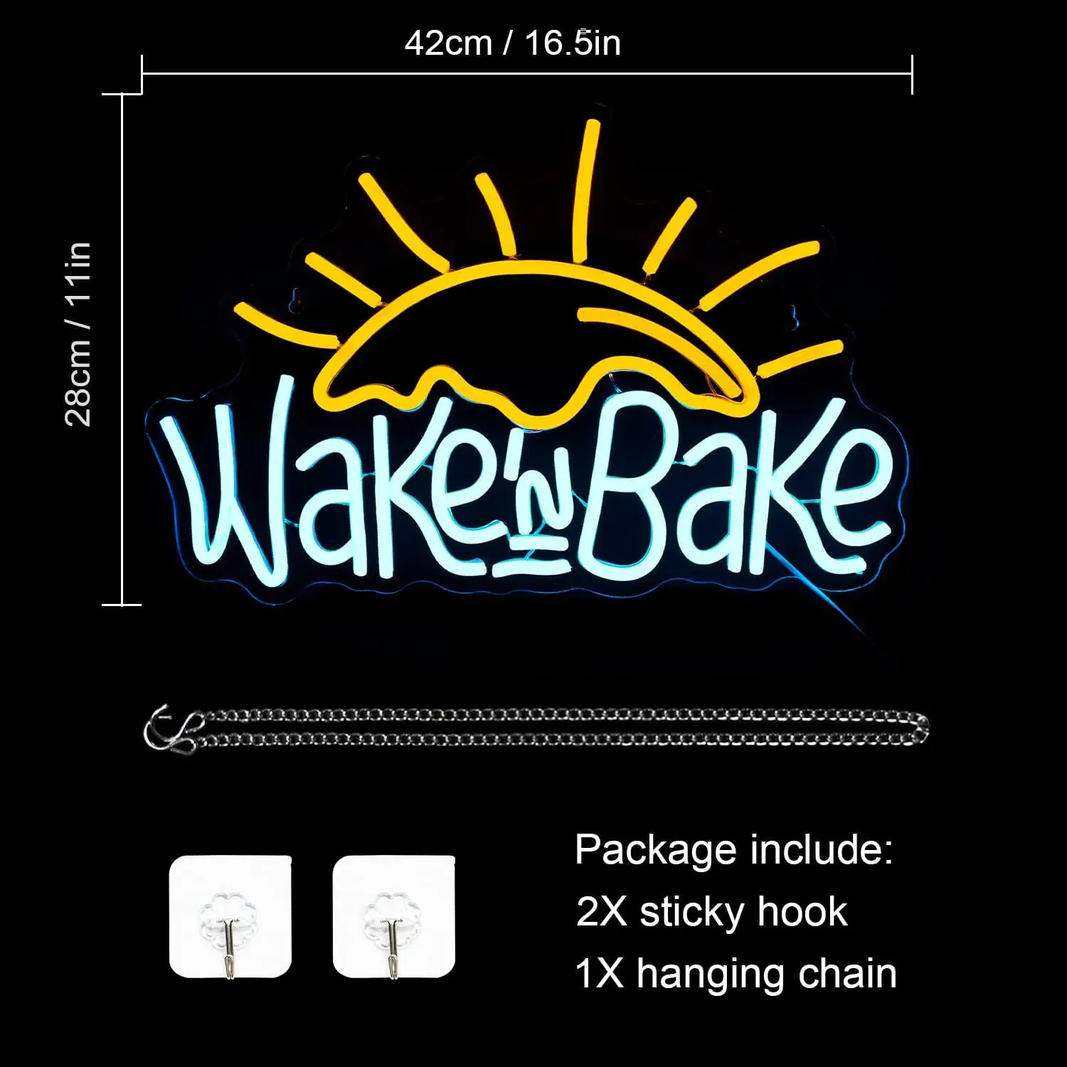 Wake In Bake Neon Borden Geel Blauw Neon Muur Decor Usb Letter Bakeing Neon Bord Voor Keuken Cake Bakken Winkels Cafés Party Neon