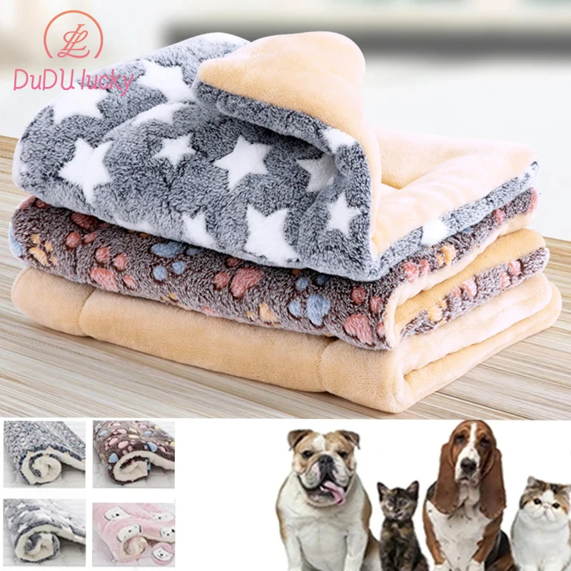 

Thick Velvet Sleeping Mat for Pet, Warm Footprint, Star Pattern, Dog Bed, Cat Bed, Thickened Blanket, Household, Washable