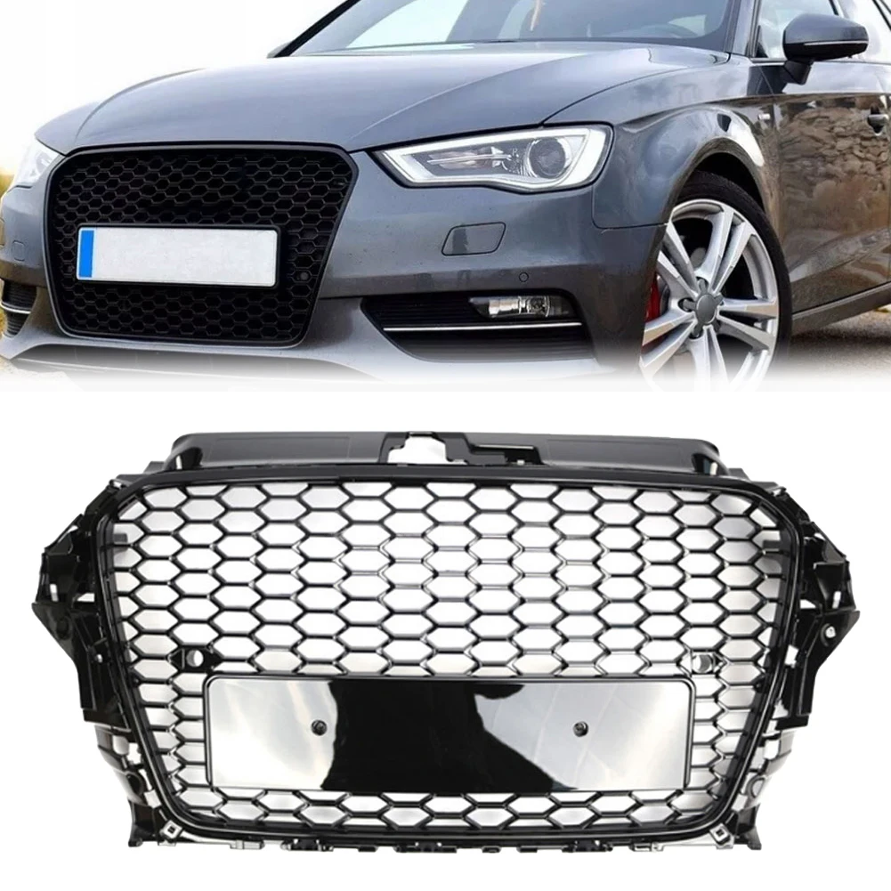 Car Front Grille Front Bumper Radiator Cooler Protector Honeycomb Grille Cover for A3 S3 13-15 8V3853651 83853651B 8V3853651C