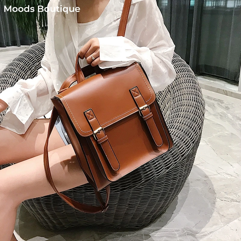 MOODS Vintage Fashion Plecaki dla kobiet Wiele kieszeni Duża pojemność Torba na ramię Crossbody Messenger Bag 2024 Nowy plecak szkolny