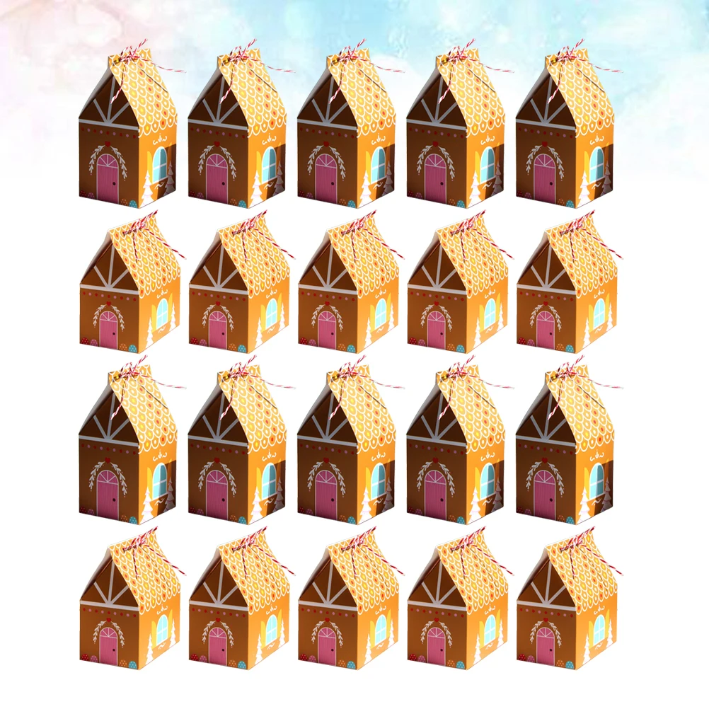 

20pcs Christmas Diy Gingerbread Gift Boxes Portable Baking Packaging Boxes For Candy Chocolate Crafts Party Favors