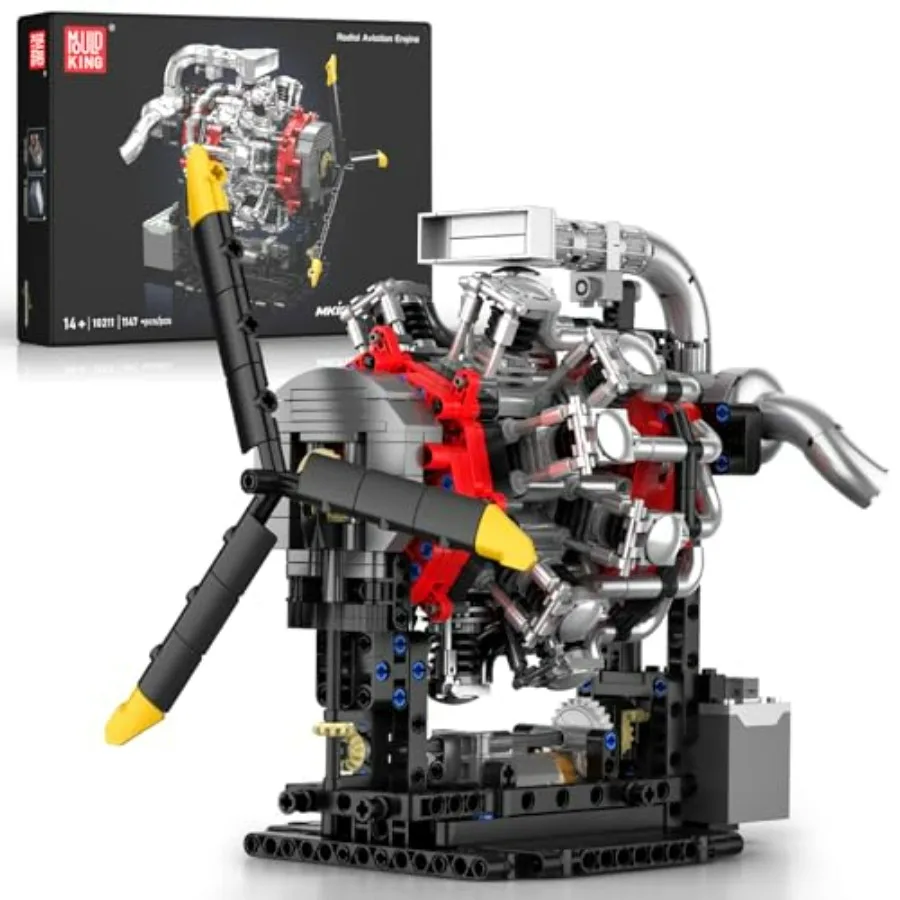 

10211 Aircraft Engine Model that Works 1147PCS Transmission Engine Battery/Motor Building Sets STEM Toy Gift for 14+ Teens Adul