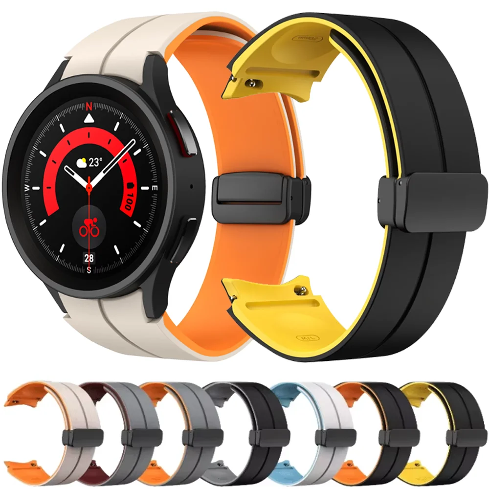 20mm No Gap Silicone Band For Samsung Galaxy Watch 6 4 Classic 47mm 46mm Magnetic Wristband Galaxy Watch 7 6 5 4 40mm 44mm Strap