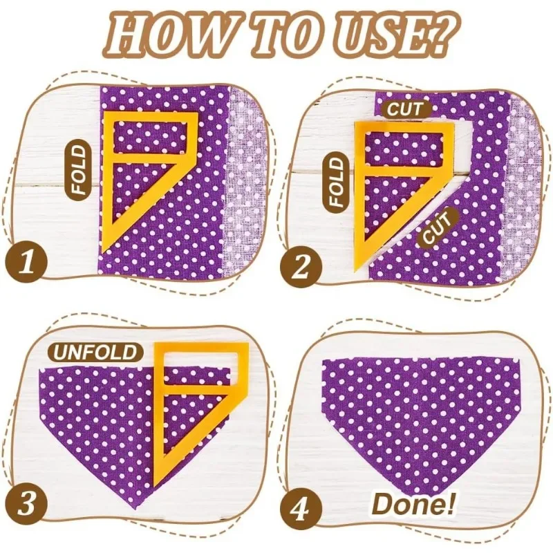 4 Pcs 4 Size Dog Bandana Sewing Template Set Reversible Small Trapezoid Sewing for Small Pet Bandana Templates Rulers - 4Colors