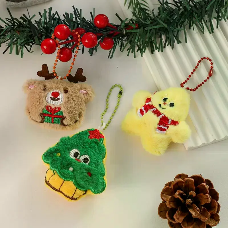 

Cartoon Christmas Keychain Plush Santa Claus Snowman Pendant Backpack Hanging Ornament Xmas New Year Party Gift