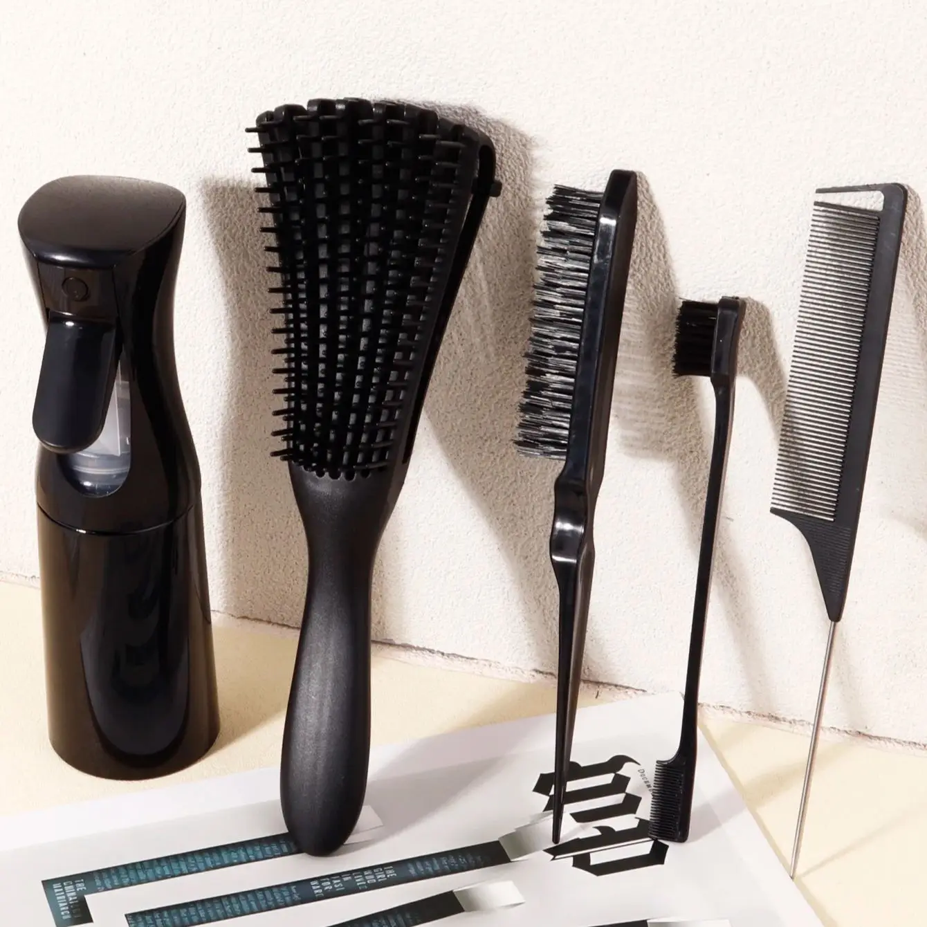 

5 piece/set styling brush set with hair spray bottle,curly styling brush classic comb three piece set Special for real hair wigs