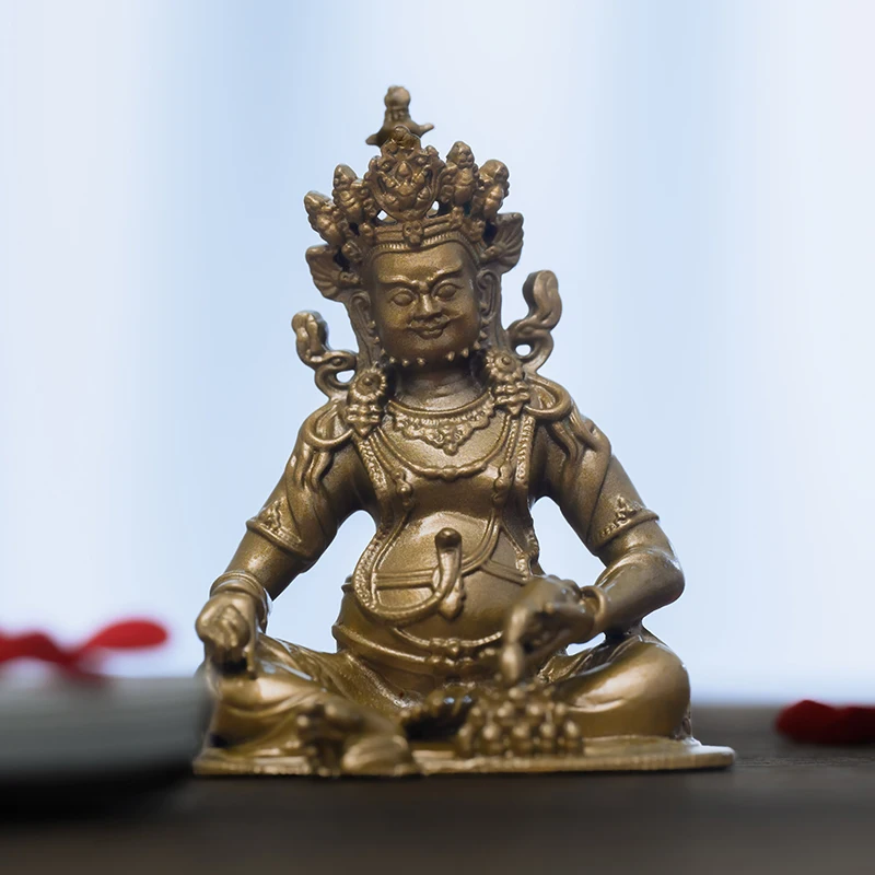 SIMPLE PRACTICE Brass ornaments  Yellow Jambhala small portable Buddha Exquisite Chinese Zen decorations in tea spaces