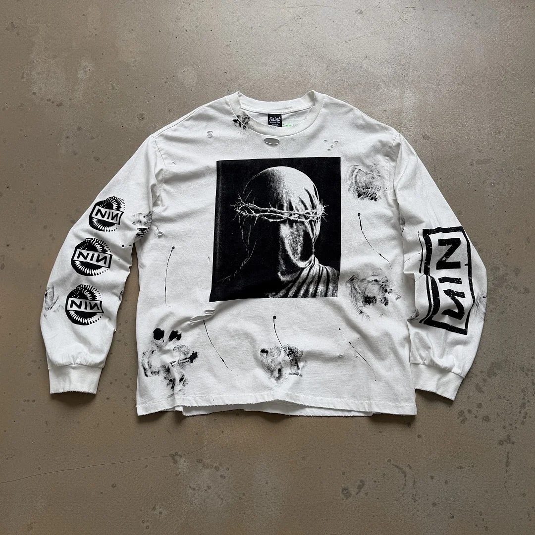 2026 Best Version Saint x NIN Death or Glory Limited Women Men Long Sleeve T shirt Hiphop Oversized Men Cotton T shirt