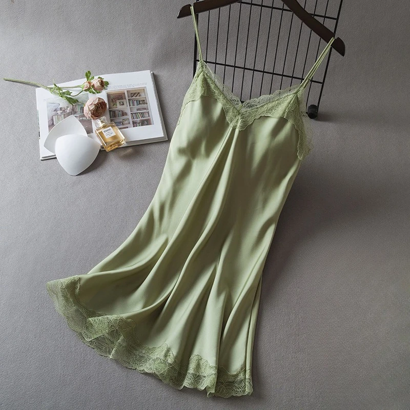 

Сексуальная ночная сорочка на бретельках, домашнее платье, летняя атласная одежда для сна, женское нижнее белье, ночная рубашка, халат, домашняя одежда