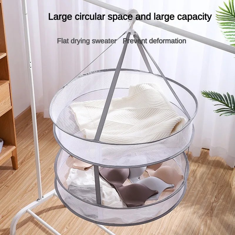 Cloth Drying Basket for Household Single and Double Layer Large Capacity Sweaters Socks Anti Deformation Flat Mesh Pockets