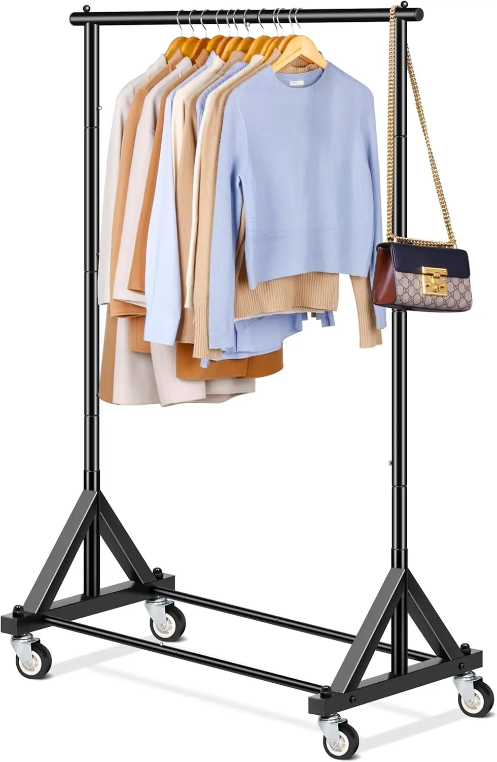 

Heavy Duty Clothes Rack, Rolling Clothing Racks for Hanging Clothes Metal Garment Racking With Wheels, Clothes Hanger for