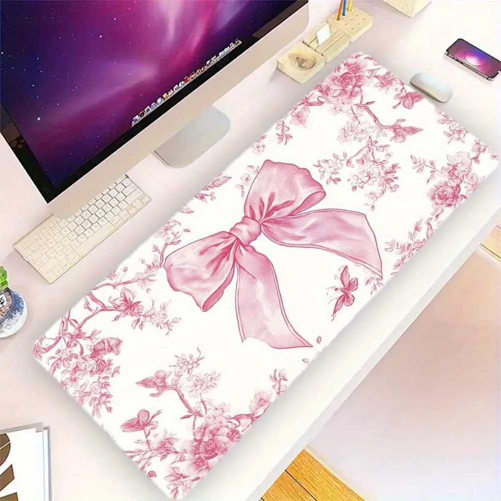 

Большой коврик для мыши Pink Ribbon Toile, прочный резиновый игровой аксессуар