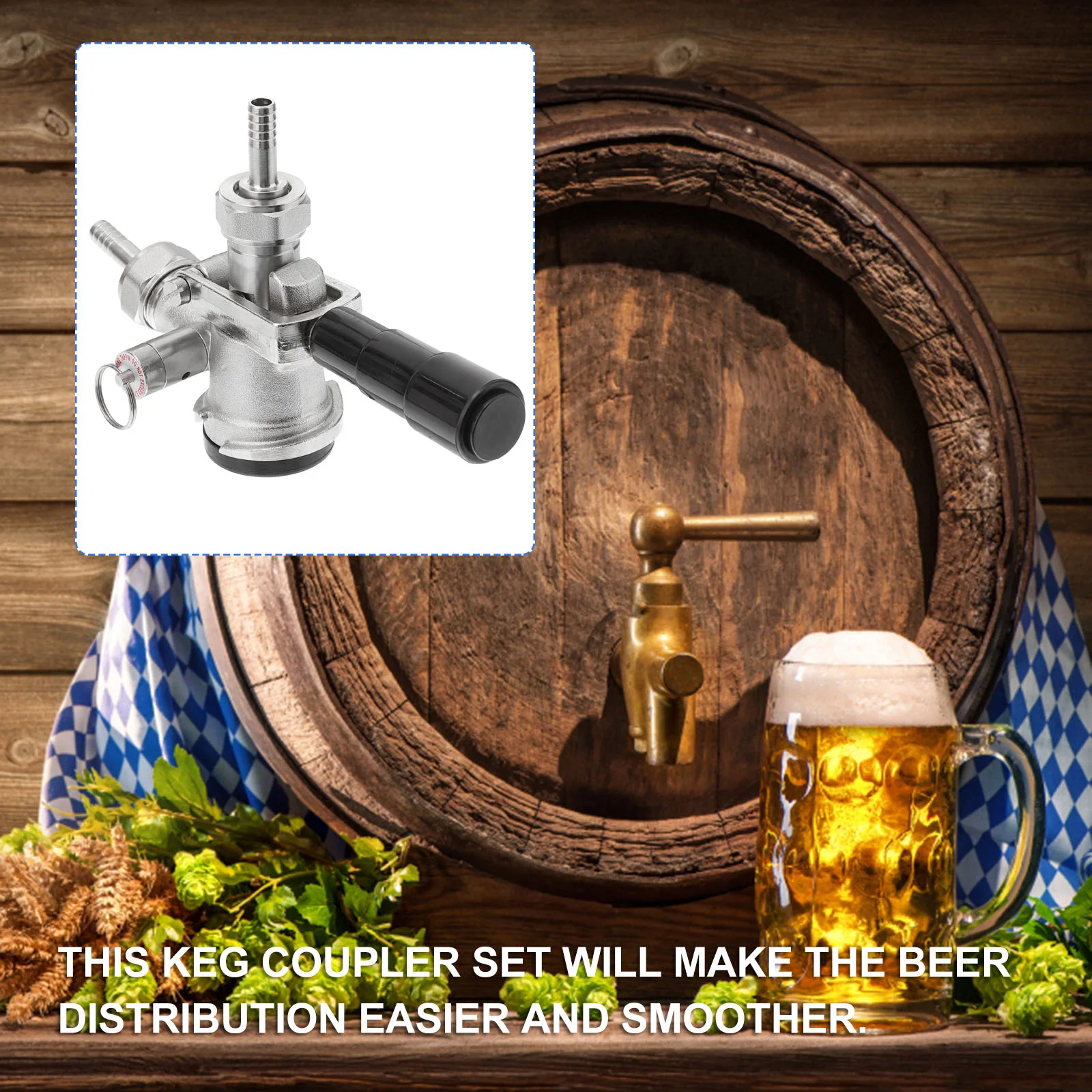 Barrel Connector Kegerator Parts Tap for Beer American Style Coupler Silver Accessories D Type System