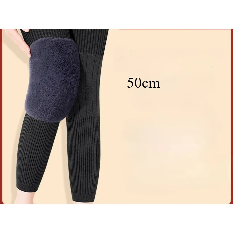 Protectores de rodilla de cachemira gruesa con forro polar para calidez, protección de rodilla resistente al frío para otoño e invierno, unisex