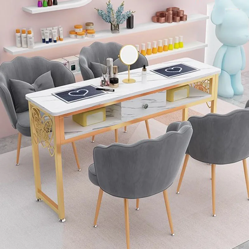 Light Luxury Nail Table Vacuum Cleaner Multi Functional Nail Table Art Small Vanity Onglerie Professionnel Salon Furniture