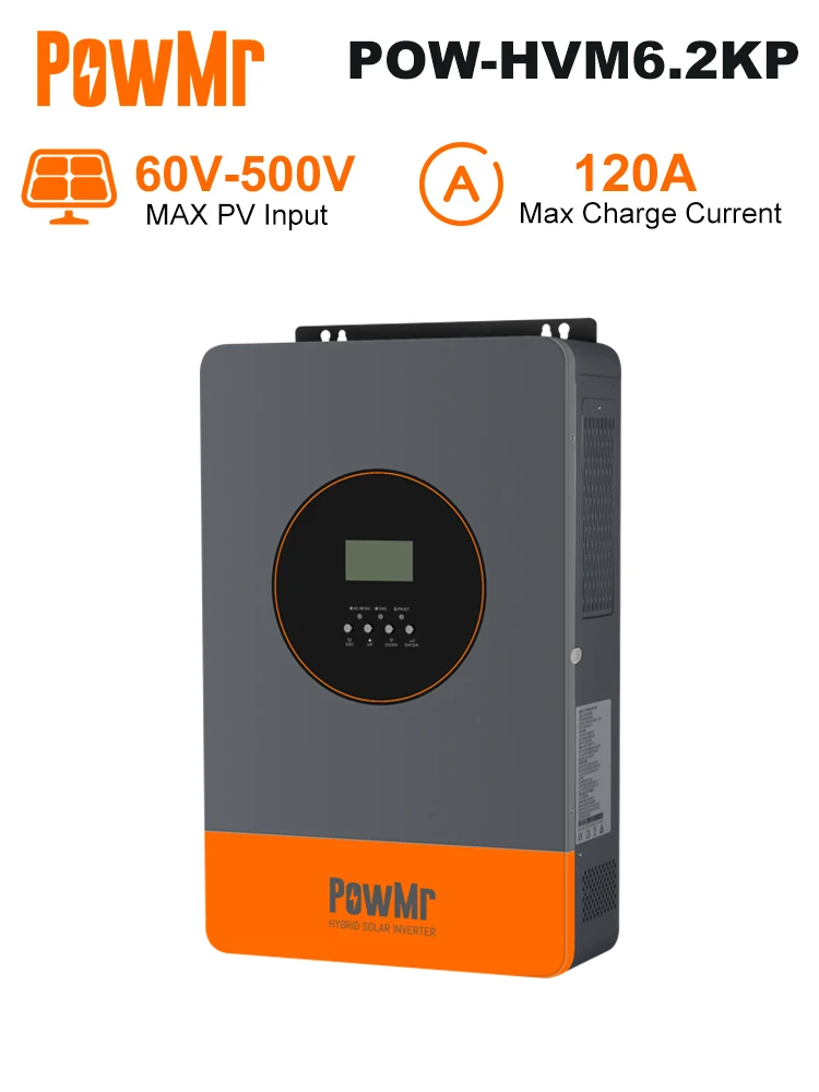 PowMr 6,2KW Hybrid-Solarwechselrichter 48V 220V Off-Grid/On-Grid-Wechselrichter mit MPPT 120A Ladegerät, funktioniert ohne Batterie, parallelisierbar bis zu 9 Stück.