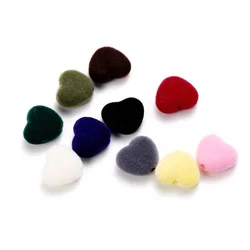 10Pcs/Lot Acrylic Velvet Beads Love Heart Charm Loose Spacer Beads for DIY Jewelry Making Necklace Handmade Accessories