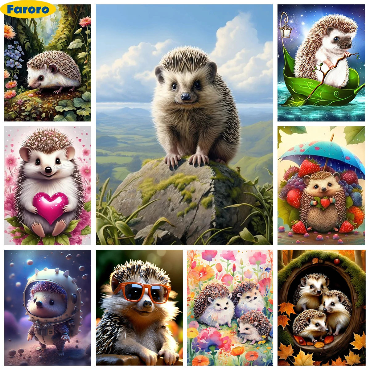 

Cartoon Hedgehog 5D Diamond Painting Animals Art Diy Full Round/Square Diamond Embroidery Cross Stitch Kit Home Wall Decor Gift