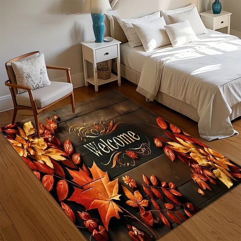 

Осенне-осенний коврик с листьями в стиле ретро, нескользящий напольный коврик с деревянным зерном для прихожей, гостиной, спальни, 4 размера, домашний декор