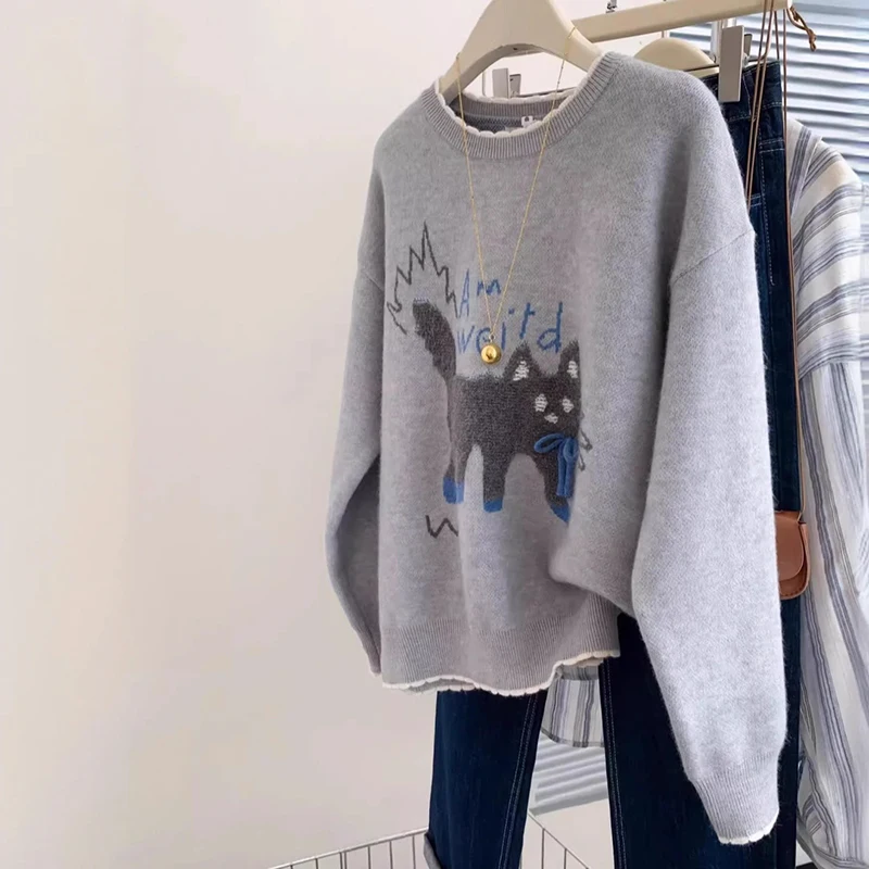 

ay Pattern Knitwear Women's oulder Length Long Sve round Ne Regular Fit Inner And Outer Wear Spring Faion