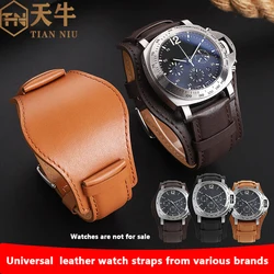 22mm 24mm cowhide watchband for Panerai PAM111/441 strap for Fossil CH2564 CH2565 with tray men's leather watch strap bracelet