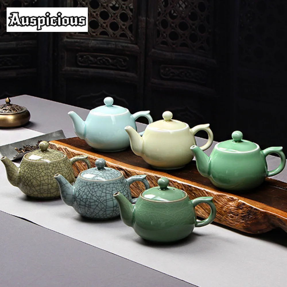 270ml Vintage Longquan Celadon Teapot Handmade Ge Kiln Porcelain Pot Household Tea Maker Kettle Chinese Tea Set Ornaments Gifts