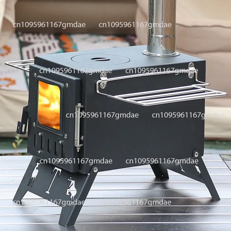 Supply outdoor camping integrated stainless steel table top stove, camping tent heating wood stove household barbecue stove