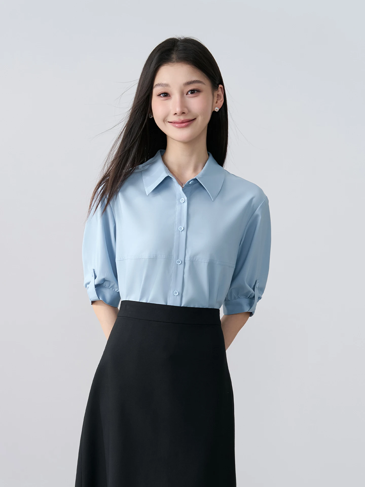 

Женская летняя деловая блузка Miss Bird с коротким рукавом, для офиса и собеседований, из дышащего полиэстера