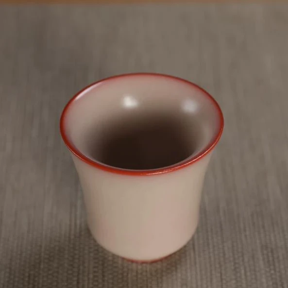 Longquan Celadon Ge Kiln Lard Jelly Golden Edge White Jade Body Tea Cup Handcrafted Owner Cup Aroma Smelling Cup by Ye Jinlian