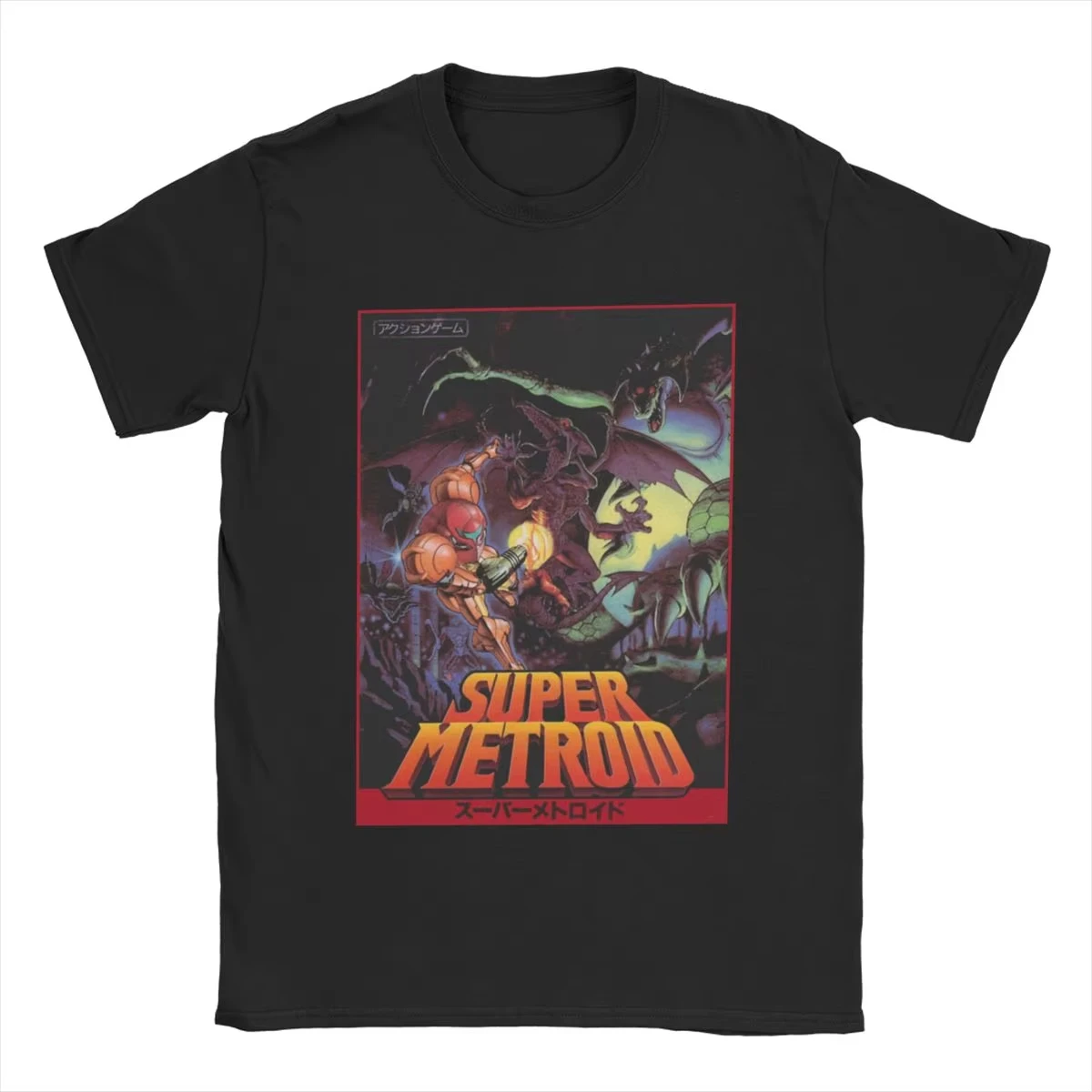 Super Metroid T-Shirts Hip Hop Freizeit Streetwear Baumwolle Kurzarm Harajuku Mode Herren Damen Vintage Vielseitige Unisex Tops – Detail 3