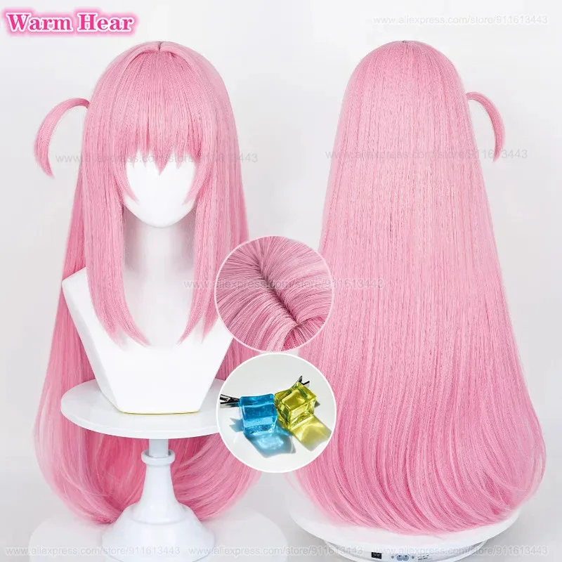後藤一人合成 80 センチメートルピーチピンクコスプレアニメヘアピン耐熱髪パーティー女性かつら + ウィッグキャップ