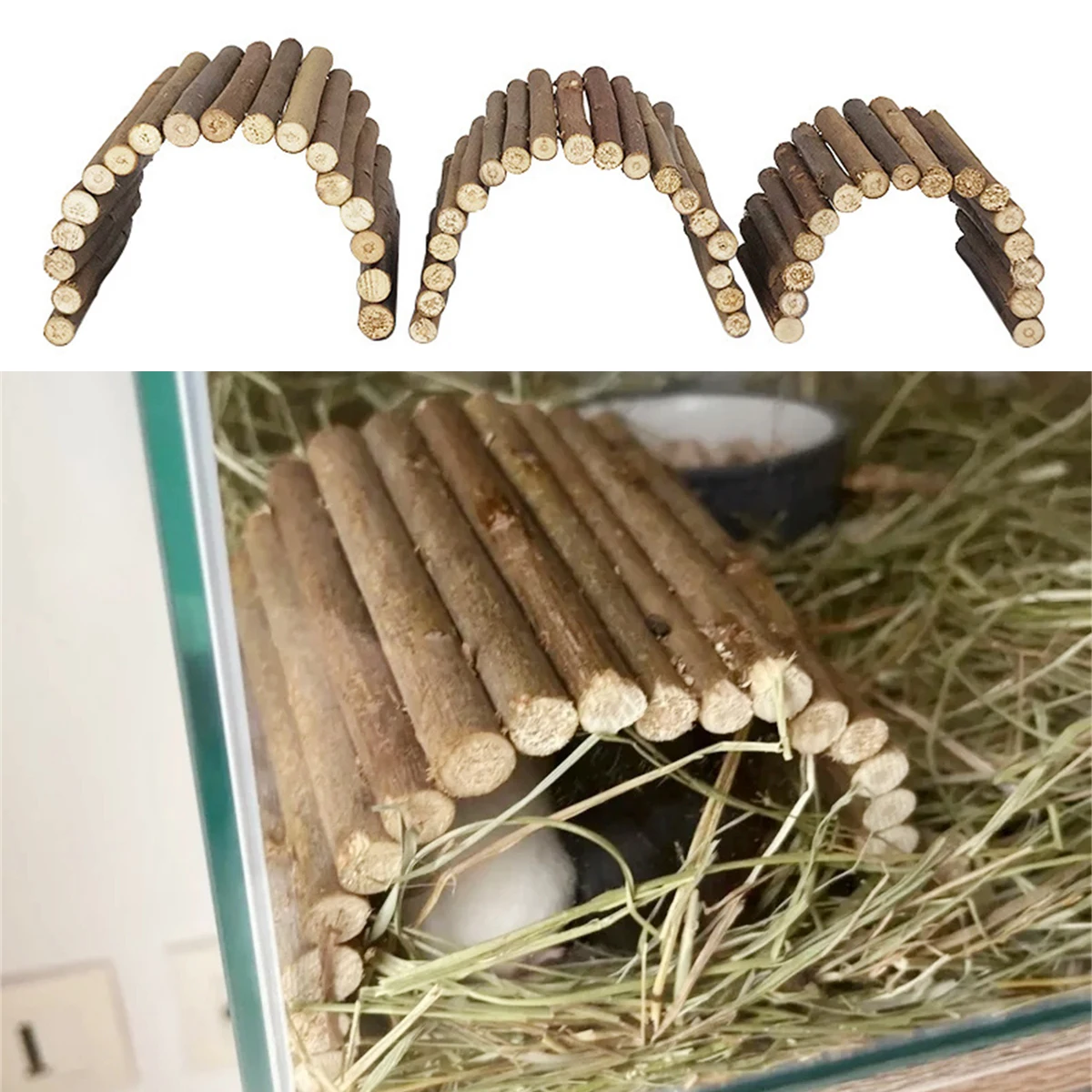 1Pc Pet Hamster Rabbit Chew Toys Willow Branch Small/Medium Tortoise Parrot Chinchilla Climbing Ladder Fence Arch Bridge Toys