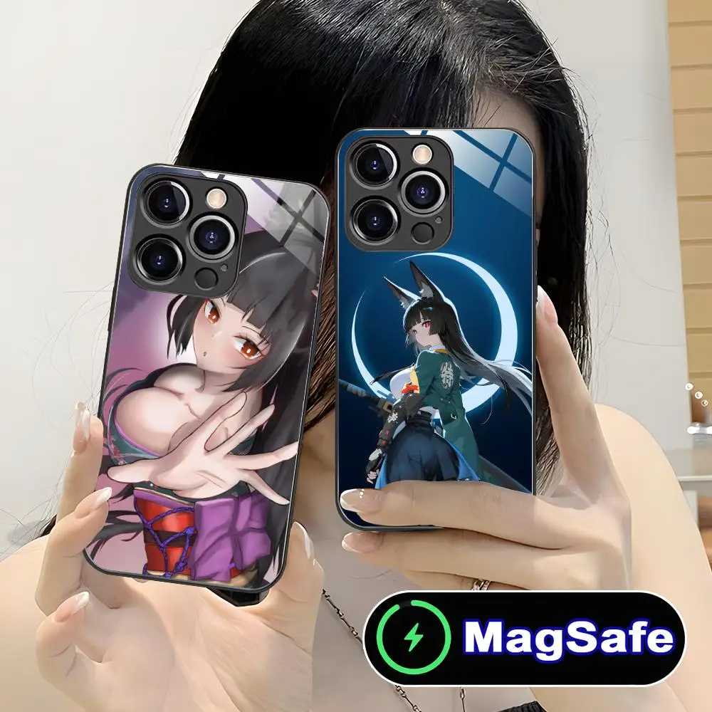 

Чехол для телефона Zenless Zone Zero Hoshimi Miyabi для iPhone 16, 15, 14, 13, 12, 11 Pro Max Plus Mini MagSafe, защитный чехол стеклянного цвета