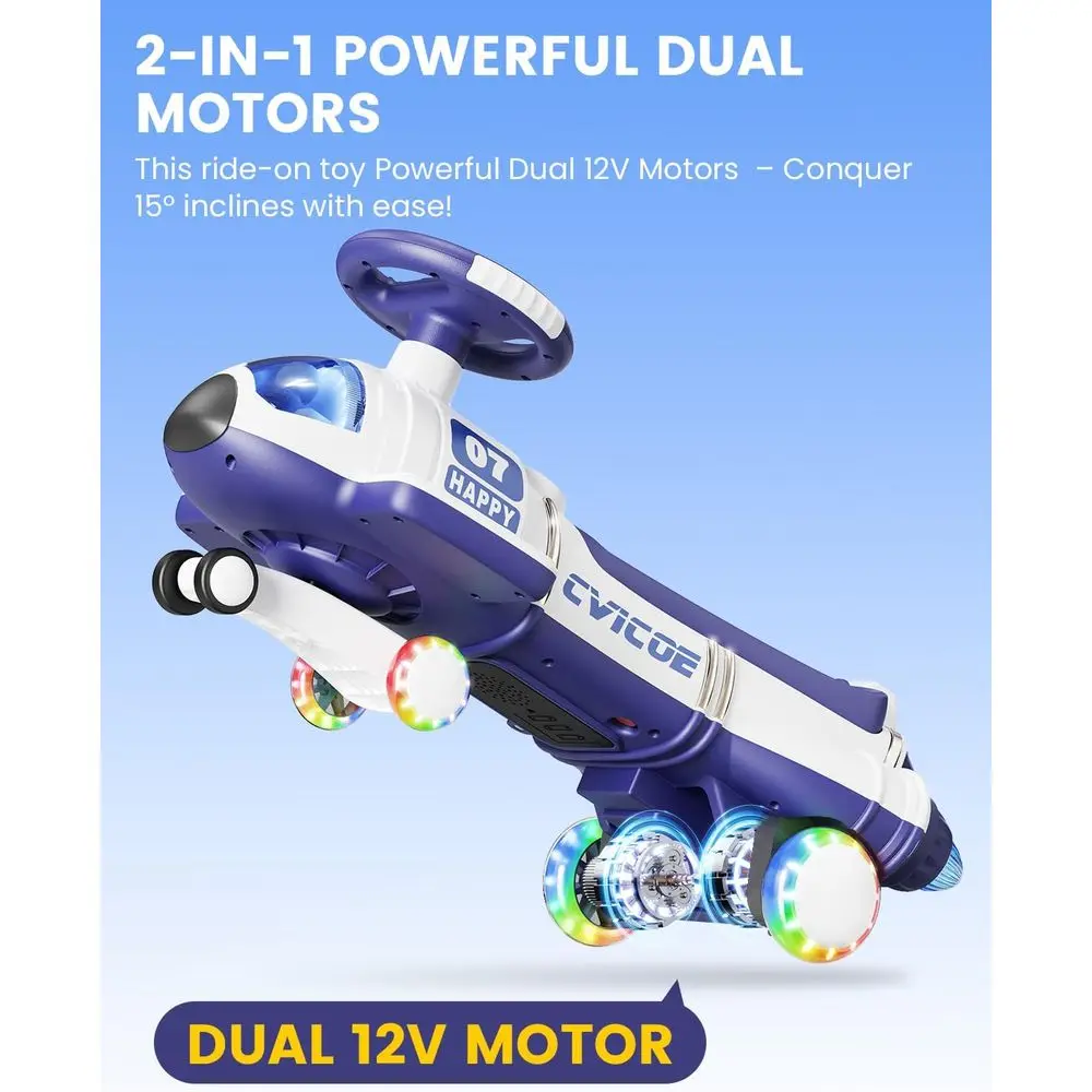 12Vデュアルモーター電動ウィグルカー（ペダル付き）、子供用2in1ウィグルカー乗用玩具、充電式バッテリー、無段階変速