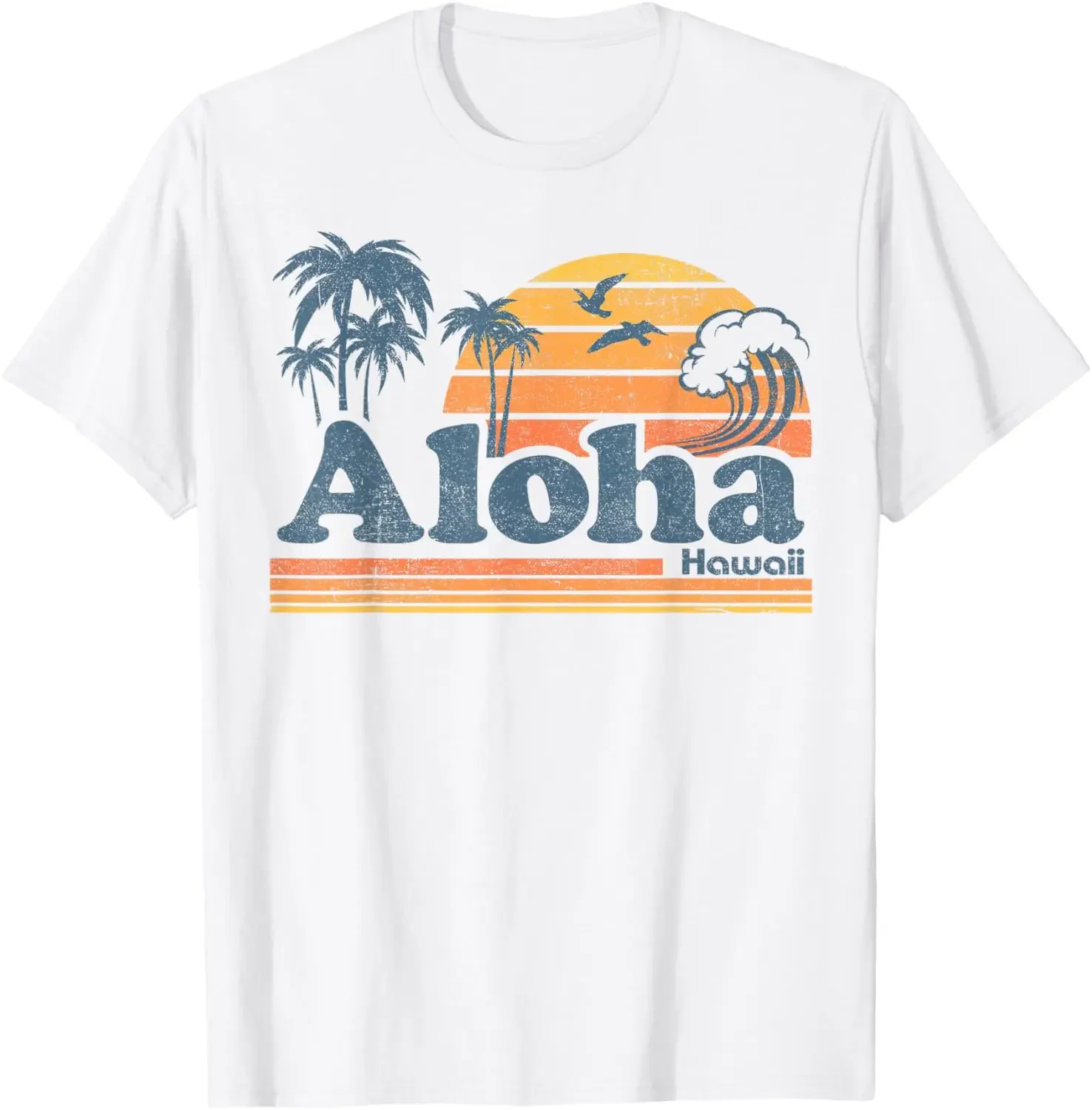 

summer tops Aloha Hawaii Vintage Beach Summer Surfing 70s Retro Hawaiian T-Shirt