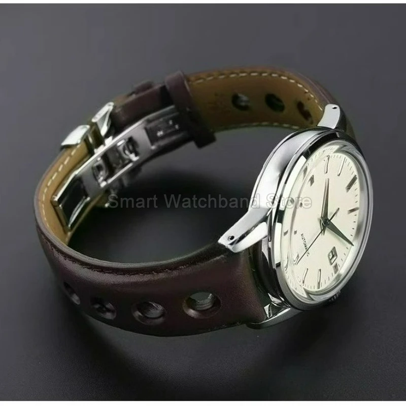 20 مللي متر واجهة مسطحة حزام الساعات مثقب جلد طبيعي لتيسو T-Race T91 T044 T021 للطي مشبك تنفس الجلد ودية