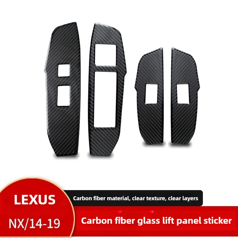 

For Lexus NX200 Interior Modification, Real Carbon Fiber Glass Lifting Panel Decorative Stickers, Auto Parts