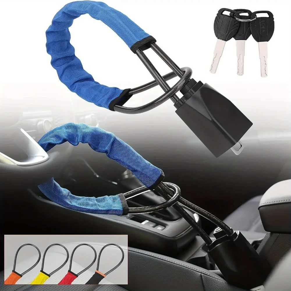 Stainless Steel Car Steering Wheel Lock Enhanced Cable Lock Safe Reliable Anti Theft 4 Colors Fits Most Cars