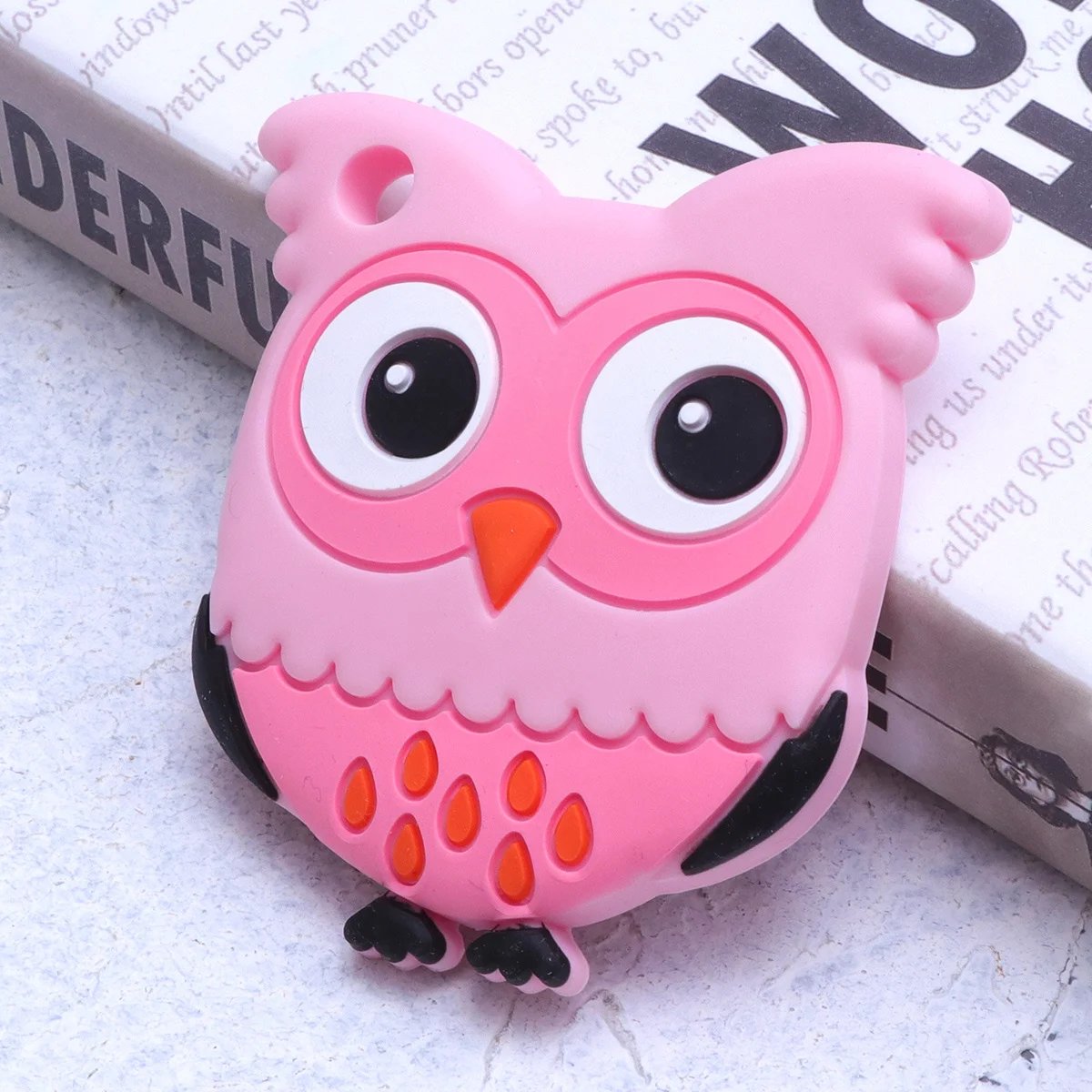 عضاضات أطفال من السيليكون على شكل بومة حيوانية ناعمة ملونة للمضغ ألعاب تعليمية للرضع عضاضات آمنة باللون الوردي #2