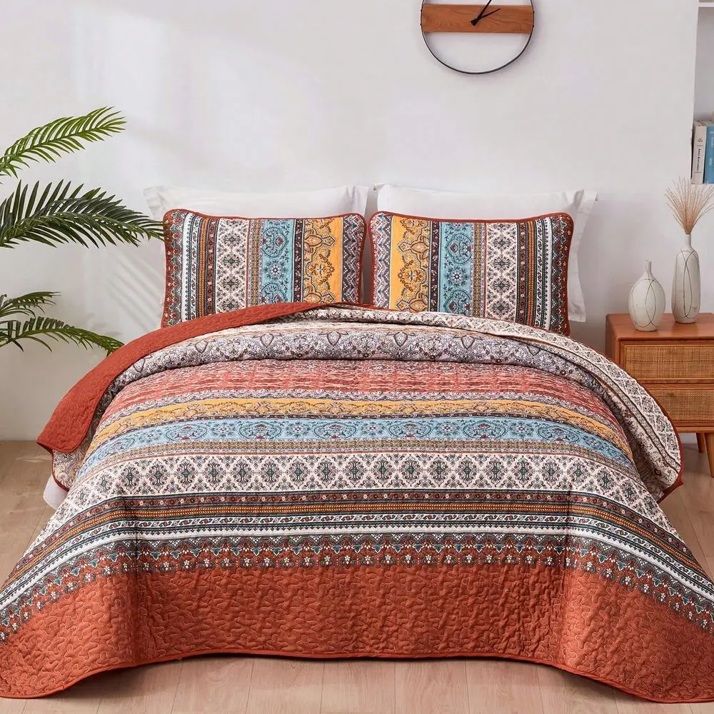 

Комплекты стеганых покрывал в стиле бохо, размеры Queen и King, фиолетовое богемное покрывало из мягкой микрофибры, легкое, с 2 наволочками F