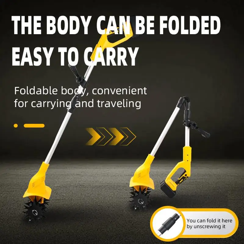 Cordless Electric Mini Rotary Tiller Battery Powered Handheld Soil Cultivator Adjustable Shaft Garden Loosening Weeding Machine