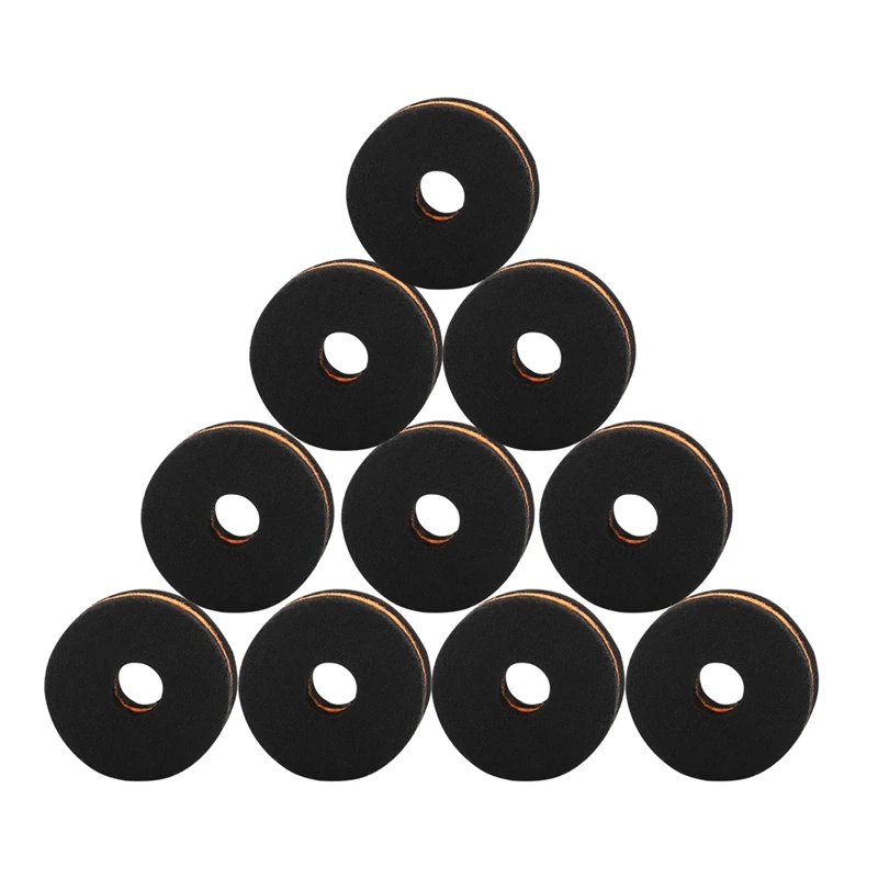 10Pcs Shelf Drum Piece Black-Orange Double-Color Hair Pad Cymbal Washer For Drum Set Parts Pack, Drum Parts