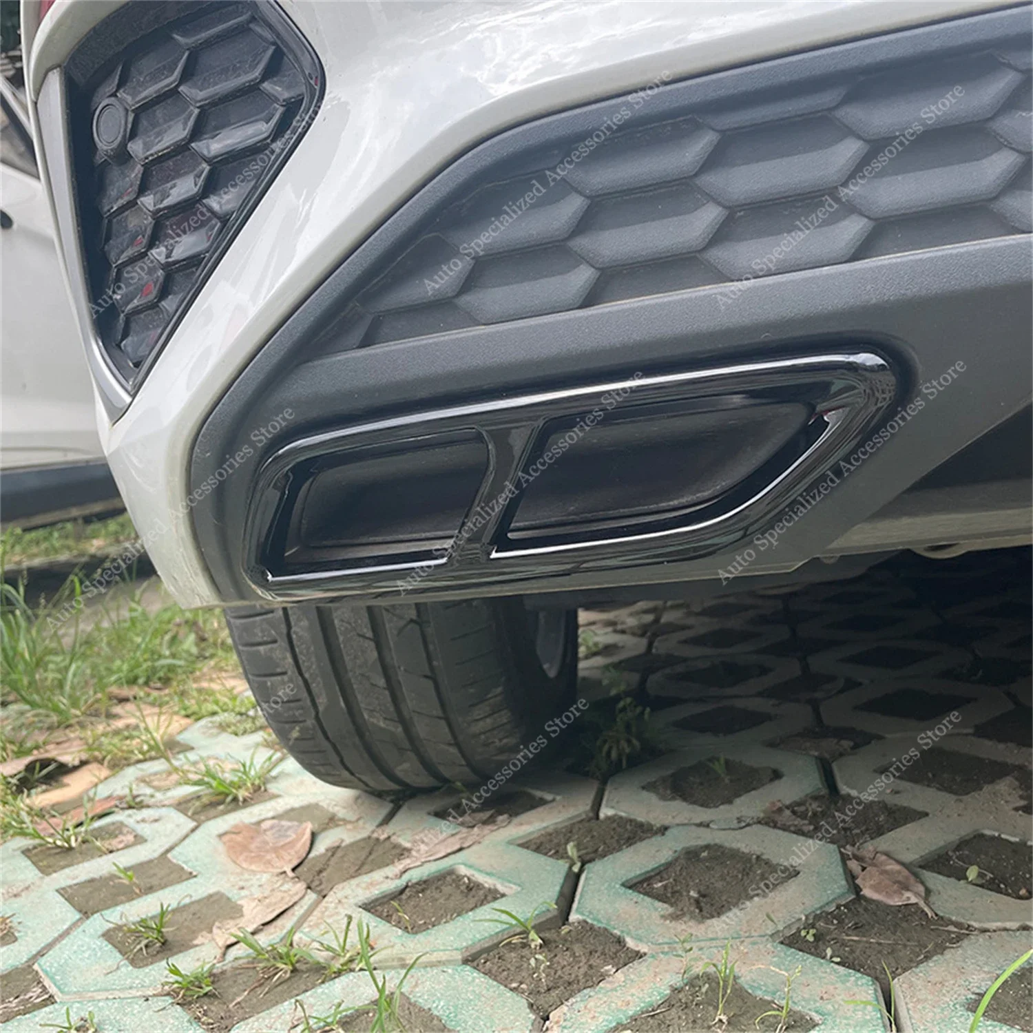 글로스 블랙 배기 트림 커버, 아우디 A3 8Y TFSI TDI S-라인 스포츠백/세단 2020-2024 프리 페이스리프트 배기 팁 커버, 1 쌍