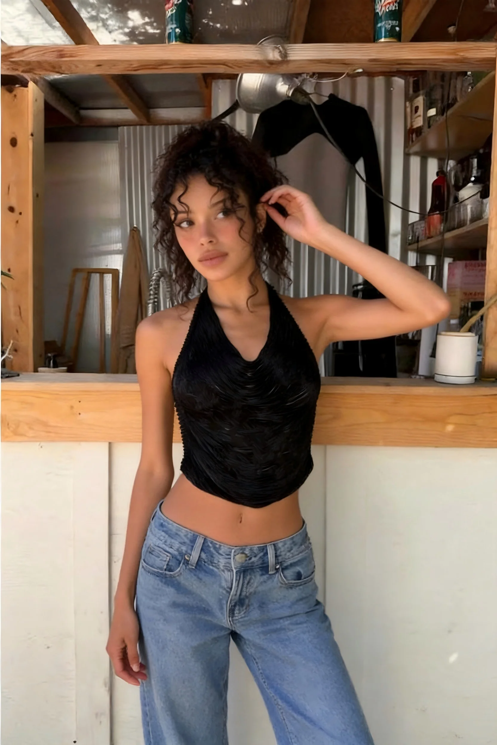 AKYZO European And American Hot Selling Tank Top Multi Layer Tassel Strap Hanging Neck Strap Sexy Hot Girl Top Strap Female