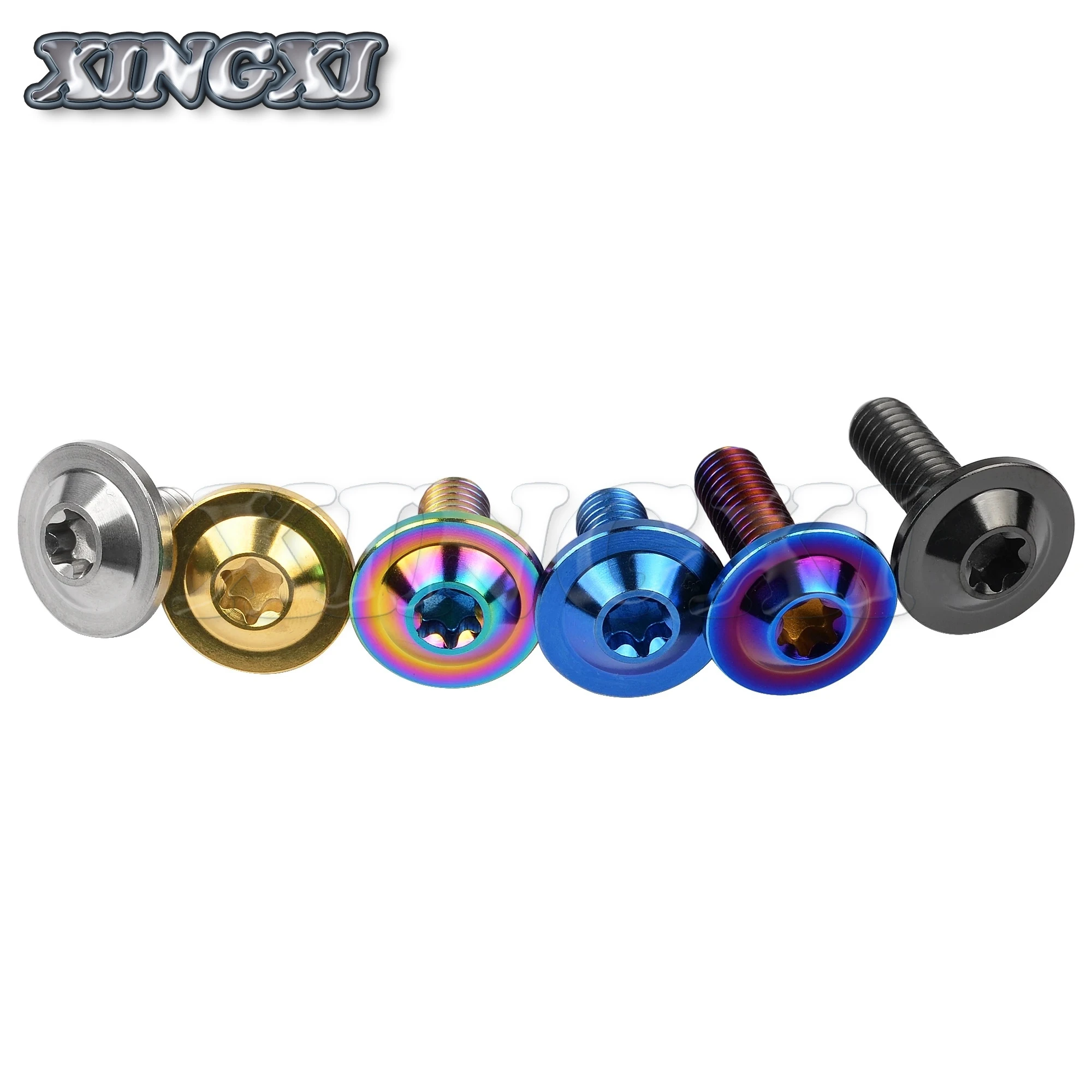 Xingxi 5PCS Titanium Ti Bolt M6X10 15 20mm Dish Torx Head Screw for Riding Shell Modification TC4 Bolts Accessories Fastener