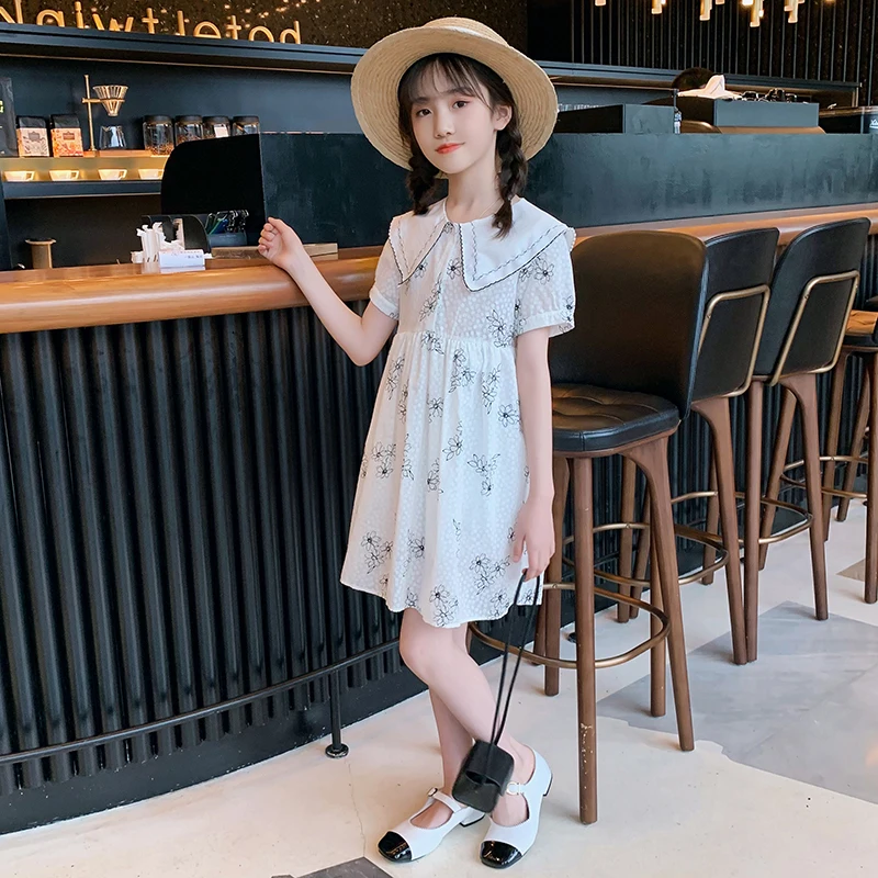 

2022 new children's printed dress summer holiday dress luxury design brand girl princess dress short sleeve cheap birthday sea