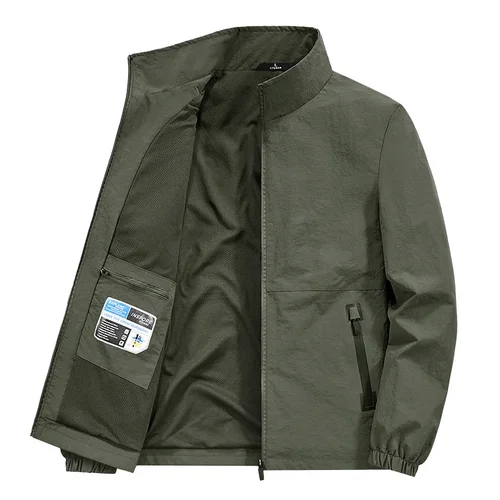 Chaqueta informal holgada para hombre, abrigo de talla grande con cuello levantado para primavera y otoño, estilo de negocios ligero y cómodo