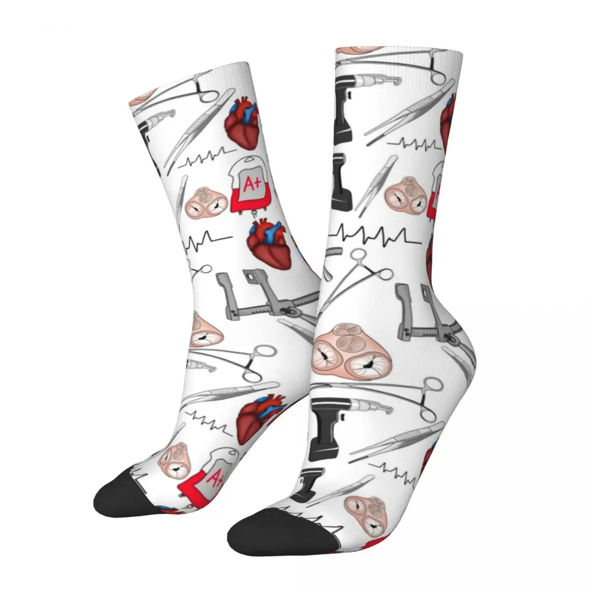 Calcetines con estampado 3D de cirugía cardíaca para hombres y mujeres, calcetines divertidos de moda para niños, calcetines de compresión de diseño DIY